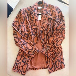 Danielle Bernstein Brown Snake Print Blazer | Tailored & Shoulder Pads | Size 0